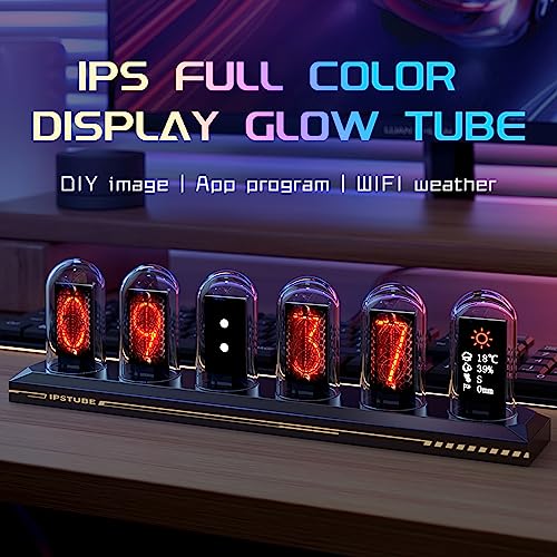 Vastarry Nixie Tube Clock Glow Tube Clock IPS Color Screen Digital Clock DIY Analog Digital Tube WiFi time Desktop Desktop Digital Clock Decoration Gift (H401) - Image 2