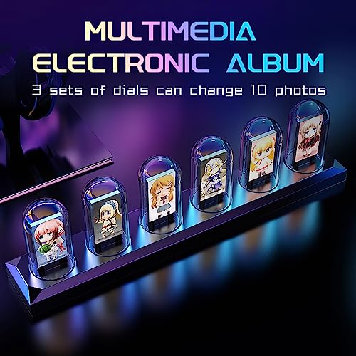 Vastarry Nixie Tube Clock Glow Tube Clock IPS Color Screen Digital Clock DIY Analog Digital Tube WiFi time Desktop Desktop Digital Clock Decoration Gift (H401) - Image 3