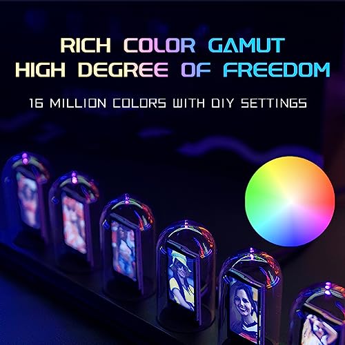 Vastarry Nixie Tube Clock Glow Tube Clock IPS Color Screen Digital Clock DIY Analog Digital Tube WiFi time Desktop Desktop Digital Clock Decoration Gift (H401) - Image 5