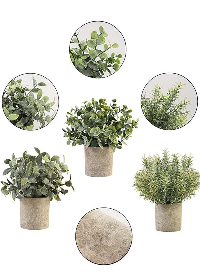 YIM-VIBEHAUS 3PCS Small Artificial Plants Set, Plastic Fake Green Plants for Home Office Desk Bathroom Decoration Artificial Potted Plants  - Image 4