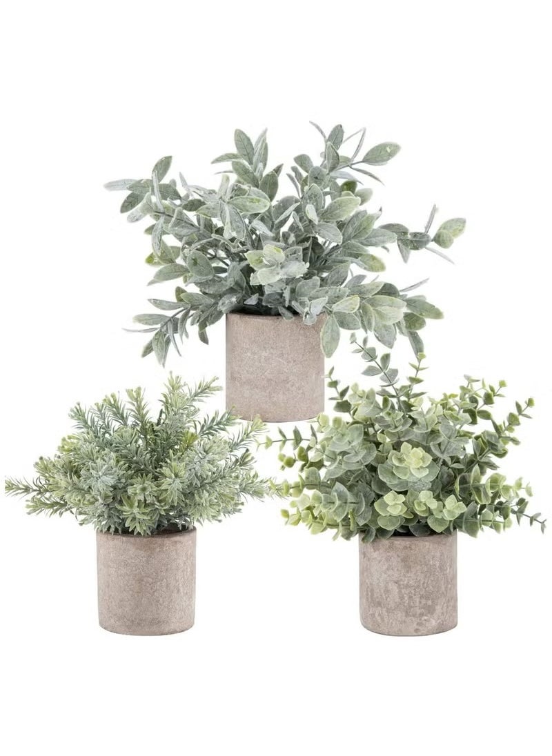 YIM-VIBEHAUS 3PCS Small Artificial Plants Set, Plastic Fake Green Plants for Home Office Desk Bathroom Decoration Artificial Potted Plants  - Image 1