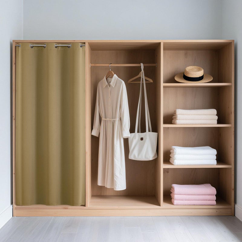 Joydeco Blackout Door Curtain for Doorway Privacy 78 Inches Long, Grommet Closet Curtain for Open Closet, Room Divider for Bedroom Living Room (Beige, 40Wx78L, 1 Panel) - Image 3