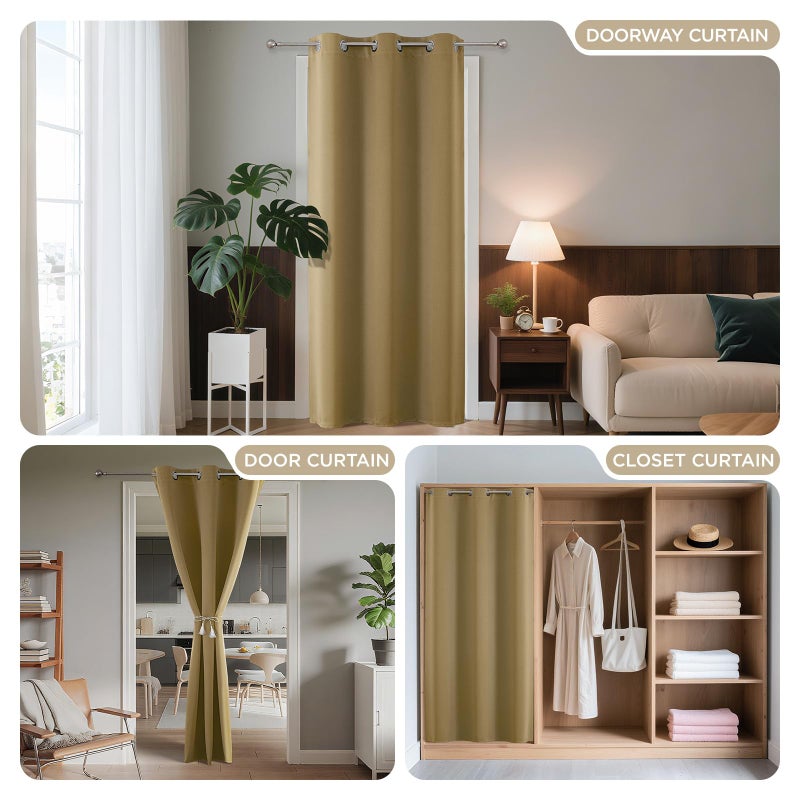 Joydeco Blackout Door Curtain for Doorway Privacy 78 Inches Long, Grommet Closet Curtain for Open Closet, Room Divider for Bedroom Living Room (Beige, 40Wx78L, 1 Panel) - Image 4