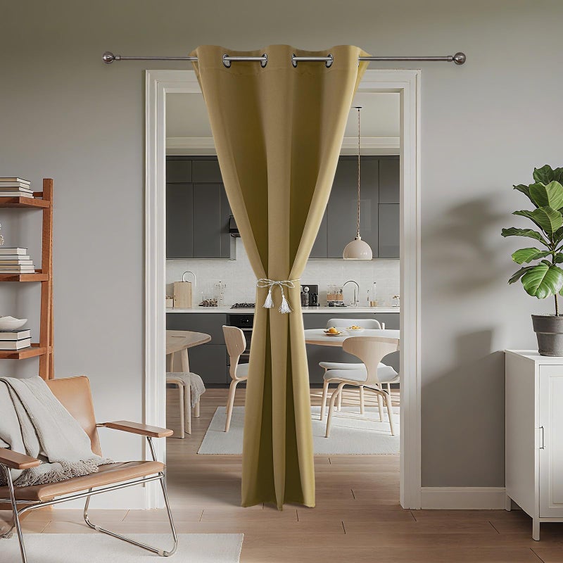 Joydeco Blackout Door Curtain for Doorway Privacy 78 Inches Long, Grommet Closet Curtain for Open Closet, Room Divider for Bedroom Living Room (Beige, 40Wx78L, 1 Panel) - Image 2