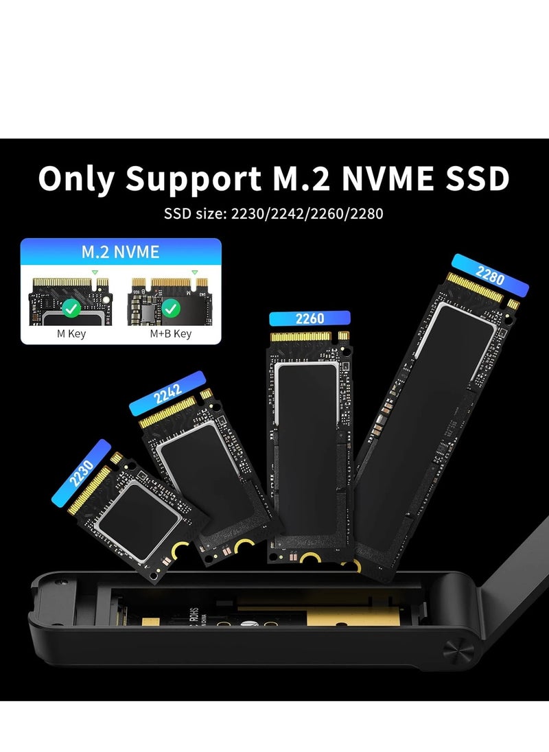 FIDECO - M.2 NVMe SSD Enclosure, USB 3.2 Gen 2 to M.2 NVMe Enclosure, PCIe NVMe Adapter for M & M+B Key, Sandwich Style Design, Tool-Free Installation, Support UASP and Trim - Image 1
