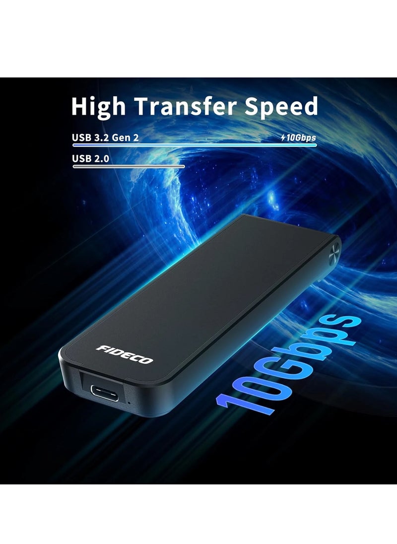 FIDECO - M.2 NVMe SSD Enclosure, USB 3.2 Gen 2 to M.2 NVMe Enclosure, PCIe NVMe Adapter for M & M+B Key, Sandwich Style Design, Tool-Free Installation, Support UASP and Trim - Image 1