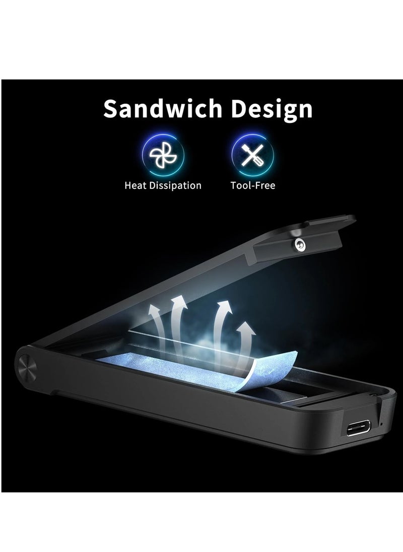 FIDECO - M.2 NVMe SSD Enclosure, USB 3.2 Gen 2 to M.2 NVMe Enclosure, PCIe NVMe Adapter for M & M+B Key, Sandwich Style Design, Tool-Free Installation, Support UASP and Trim - Image 1