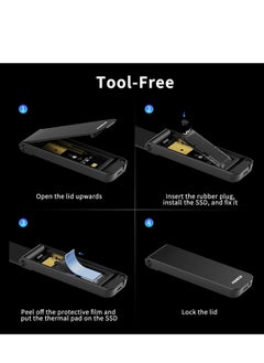 FIDECO M.2 NVMe SSD Enclosure, USB 3.2 Gen 2 to M.2 NVMe Enclosure, PCIe NVMe Adapter for M & M+B Key, Sandwich Style Design, Tool-Free Installation, Support UASP and Trim  - Image 3