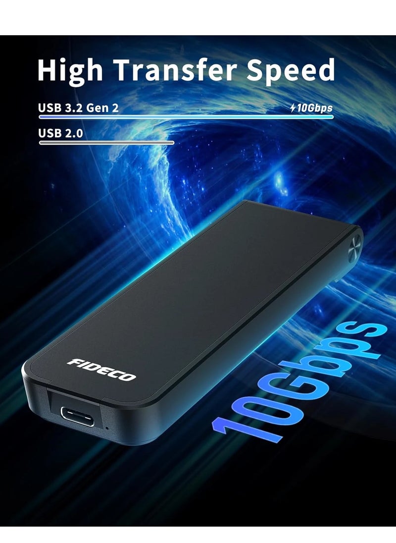 FIDECO - M.2 NVMe SSD Enclosure, USB 3.2 Gen 2 to M.2 NVMe Enclosure, PCIe NVMe Adapter for M & M+B Key, Sandwich Style Design, Tool-Free Installation, Support UASP and Trim - Image 1