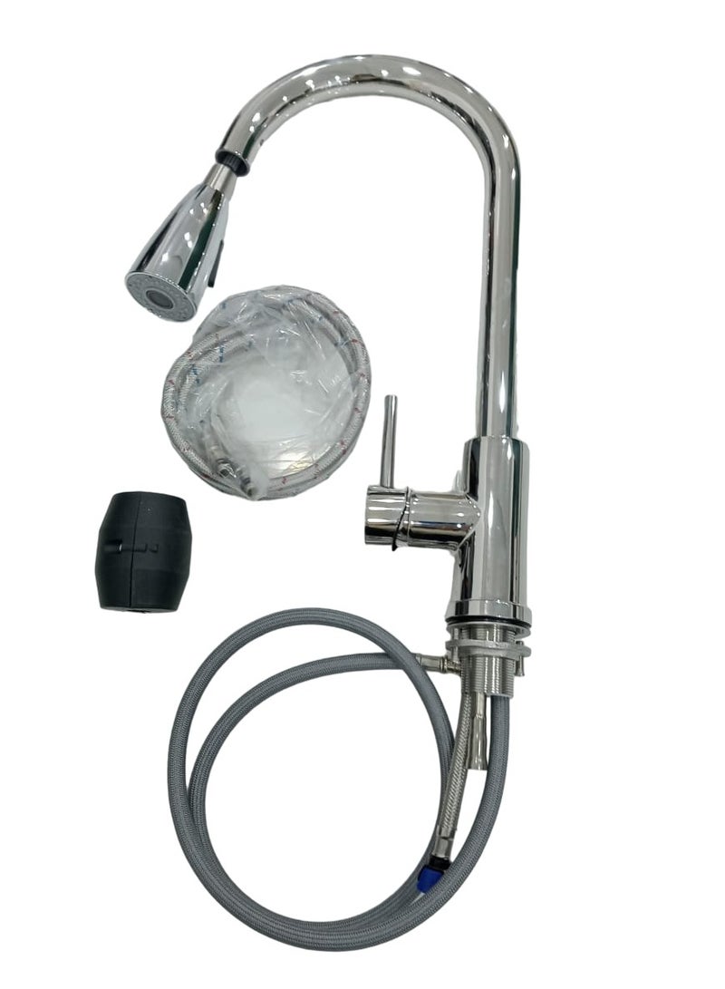 D&N Elegant Chrome Pull-Out Kitchen Faucet - Ultimate Kitchen Convenience - Image 1