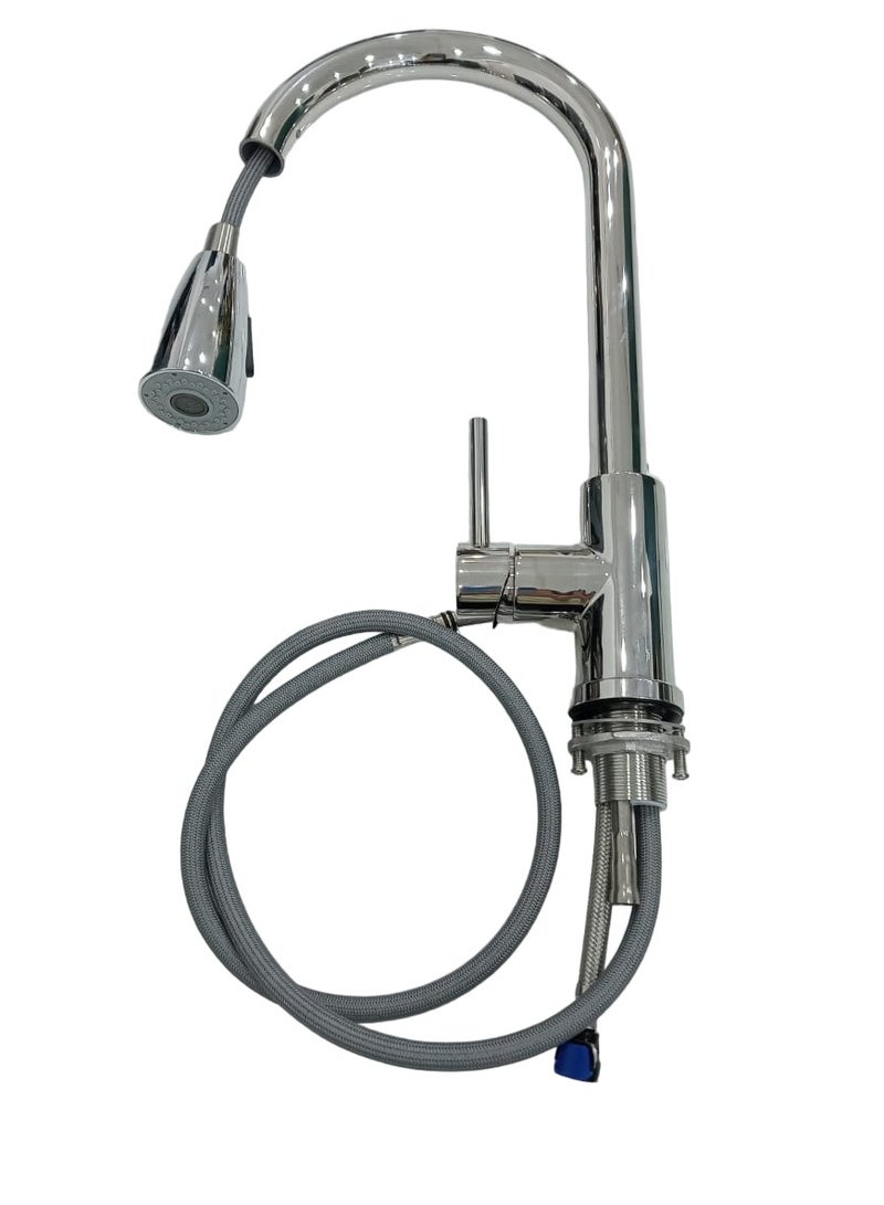 D&N Elegant Chrome Pull-Out Kitchen Faucet - Ultimate Kitchen Convenience - Image 2