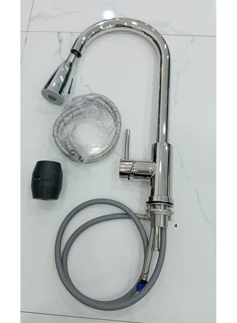 D&N Elegant Chrome Pull-Out Kitchen Faucet - Ultimate Kitchen Convenience - Image 3
