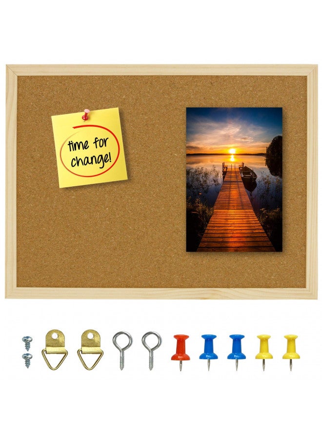 OWLKELA Cork Board 14.6"X 11", Notice Pin Board, Memo Board, Vision Board, Bulletin Board for Office, Classroom or Home, Mounting Hardware and Push Pins Included, Wooden Frame - Image 1