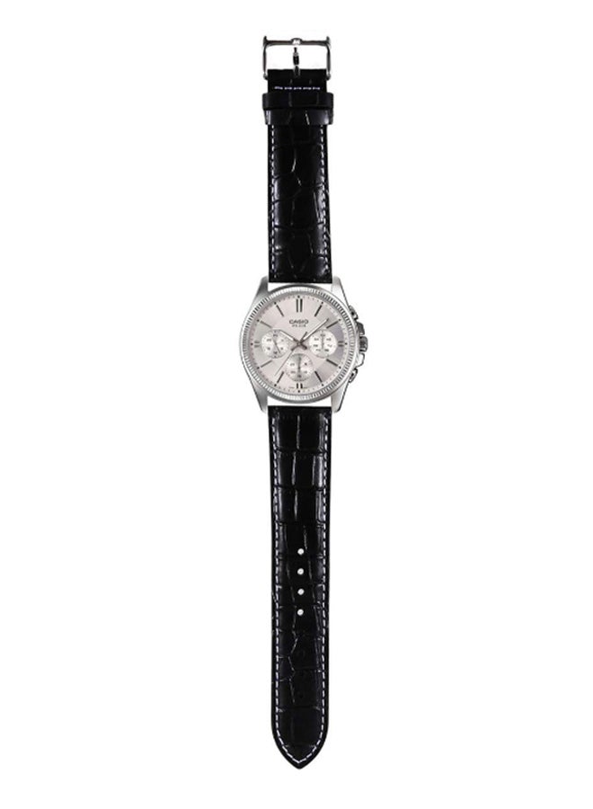 CASIO Men Leather Chronograph Wrist Watch MTP-1375L-7A - Image 3