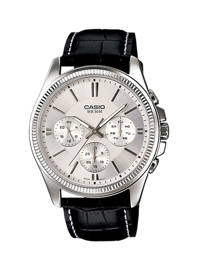 CASIO Men Leather Chronograph Wrist Watch MTP-1375L-7A - Image 1