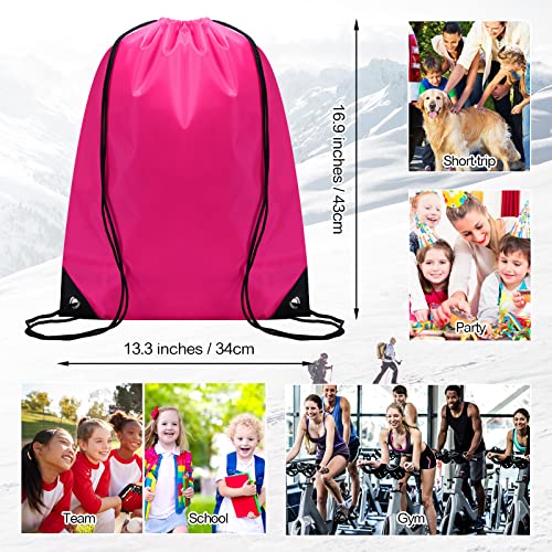 Shappy 100 Pcs Drawstring Backpack Bulk Sports Gym Cinch Bag Polyester String Bag for Men Women Children(10 Colors) - Image 4