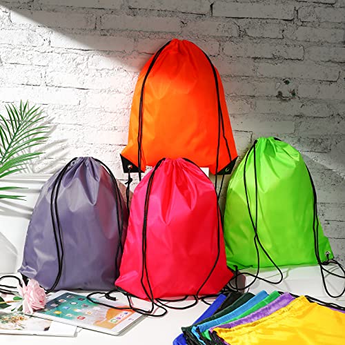 Shappy 100 Pcs Drawstring Backpack Bulk Sports Gym Cinch Bag Polyester String Bag for Men Women Children(10 Colors) - Image 5