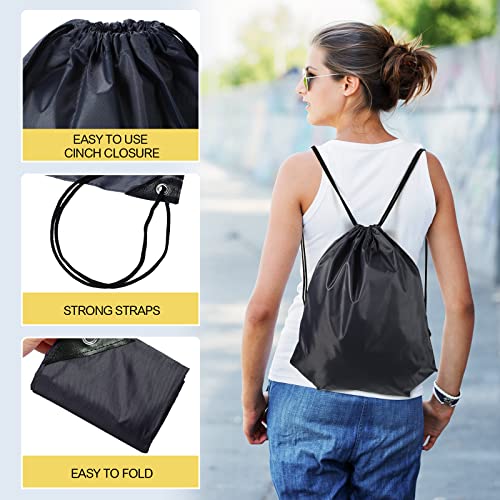Shappy 100 Pcs Drawstring Backpack Bulk Sports Gym Cinch Bag Polyester String Bag for Men Women Children(10 Colors) - Image 2