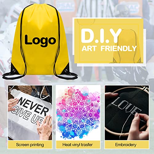 Shappy 100 Pcs Drawstring Backpack Bulk Sports Gym Cinch Bag Polyester String Bag for Men Women Children(10 Colors) - Image 3