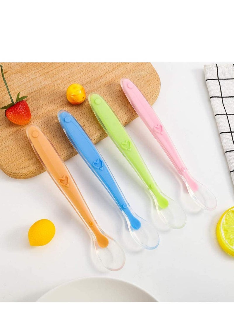 SOLARAE Baby Spoons Silicone Infant Safety Feeding Weaning Soft BPA Free for Kids 8 Pack - Image 1
