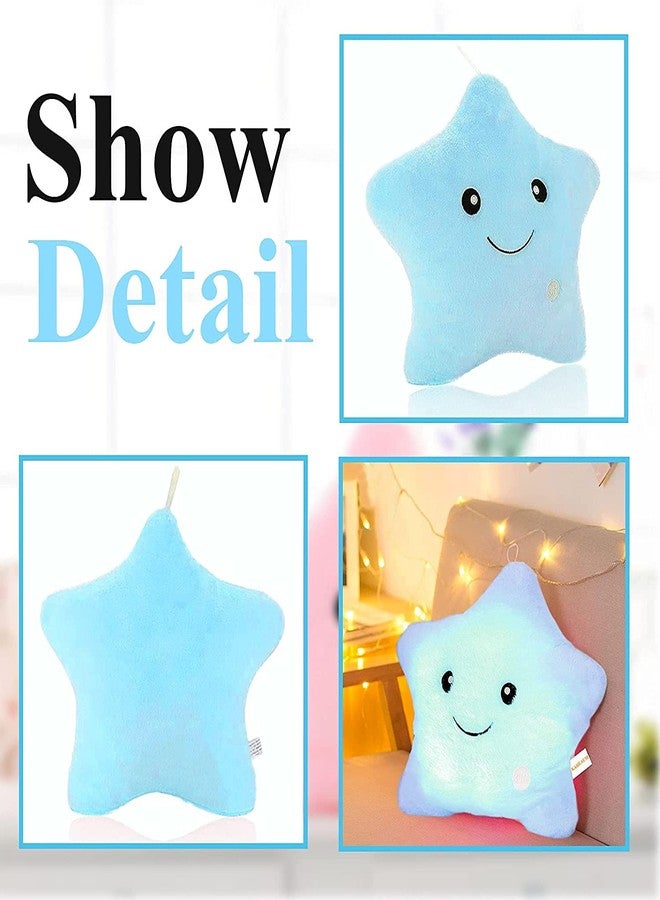 KAHEAUM Cute LED Night Light Up Throw Pillow Inserts Star Stuffed Animals Plush Toys for Kids Children’s Day Gift Son Daughter Girls Boys,Decorative Blue Throw Pillows for Couch,Sofa,Bed,Room,Office - Image 2