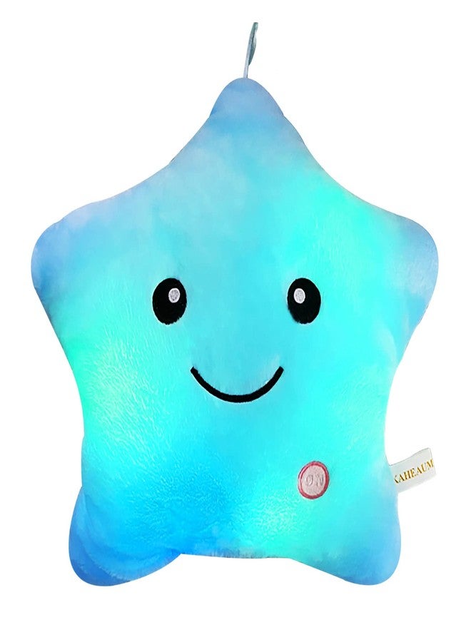 KAHEAUM Cute LED Night Light Up Throw Pillow Inserts Star Stuffed Animals Plush Toys for Kids Children’s Day Gift Son Daughter Girls Boys,Decorative Blue Throw Pillows for Couch,Sofa,Bed,Room,Office - Image 1