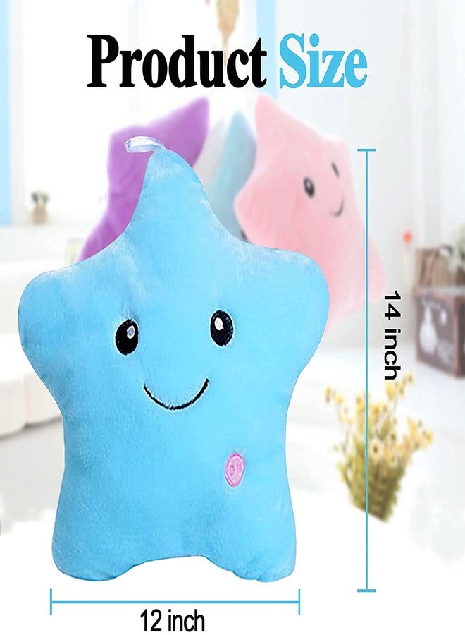 KAHEAUM Cute LED Night Light Up Throw Pillow Inserts Star Stuffed Animals Plush Toys for Kids Children’s Day Gift Son Daughter Girls Boys,Decorative Blue Throw Pillows for Couch,Sofa,Bed,Room,Office - Image 3