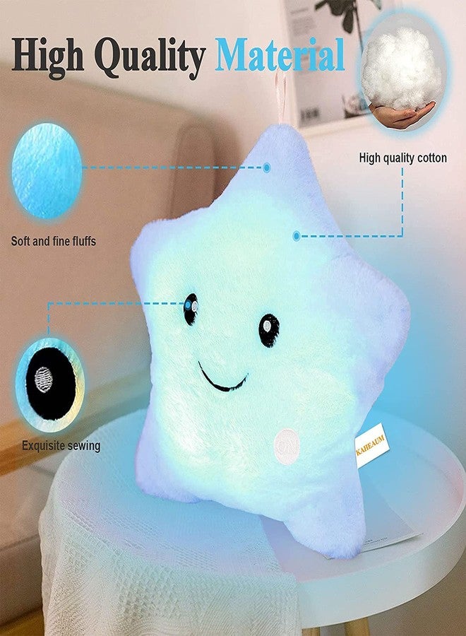 KAHEAUM Cute LED Night Light Up Throw Pillow Inserts Star Stuffed Animals Plush Toys for Kids Children’s Day Gift Son Daughter Girls Boys,Decorative Blue Throw Pillows for Couch,Sofa,Bed,Room,Office - Image 5