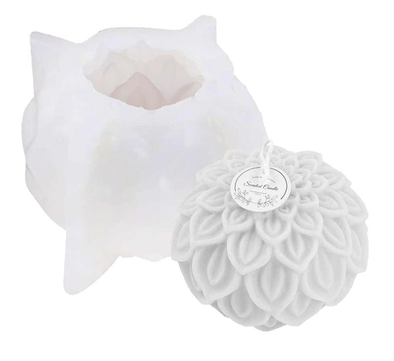 FirstTry FirstTry Lotus Petal Ball Candle Mold I 3D Fondant Round Flowers Peony Silicone Scented Wax Mould I Succulent Molds for DIY Handmade Ornament Cake Décor Aromatherapy Soap Resin Art Craft Home Décor  - Image 1