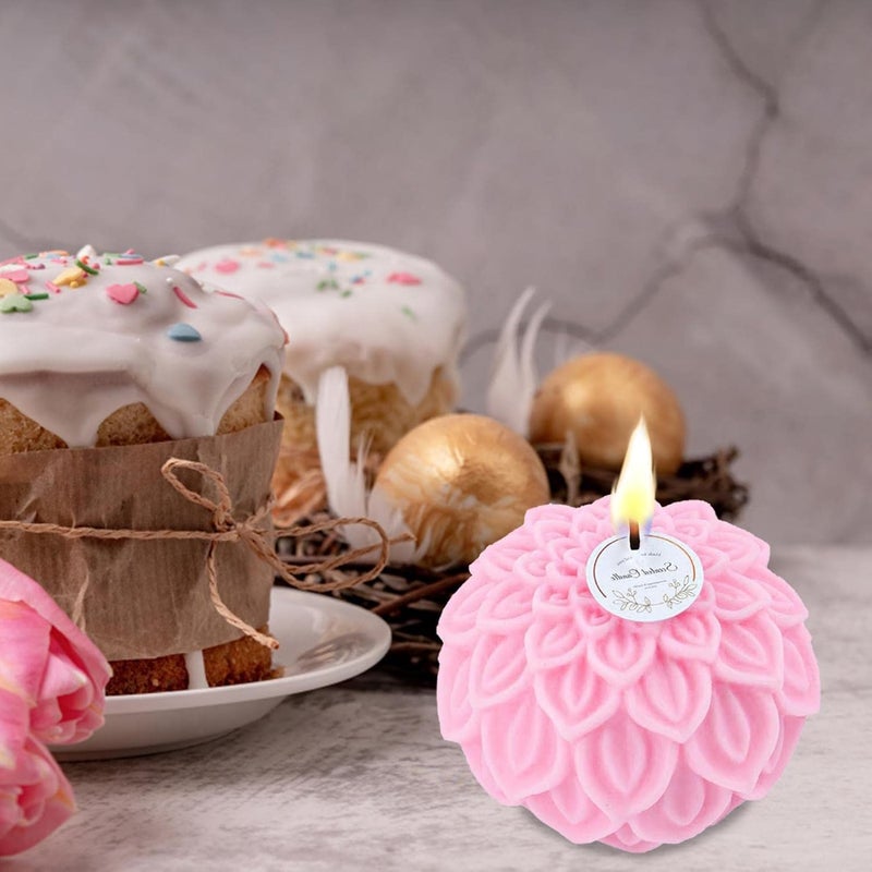 FirstTry FirstTry Lotus Petal Ball Candle Mold I 3D Fondant Round Flowers Peony Silicone Scented Wax Mould I Succulent Molds for DIY Handmade Ornament Cake Décor Aromatherapy Soap Resin Art Craft Home Décor  - Image 4