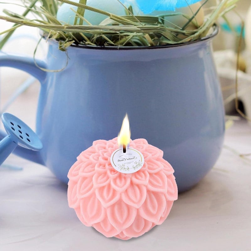 FirstTry FirstTry Lotus Petal Ball Candle Mold I 3D Fondant Round Flowers Peony Silicone Scented Wax Mould I Succulent Molds for DIY Handmade Ornament Cake Décor Aromatherapy Soap Resin Art Craft Home Décor  - Image 3