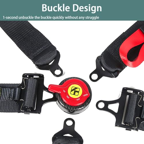 Wuidail 5 Point Harness Seat Belt with 2'' Ultra Soft Heavy Duty Shoulder Pads with Carbon Latch for Go Kart UTV & ATV - Image 2