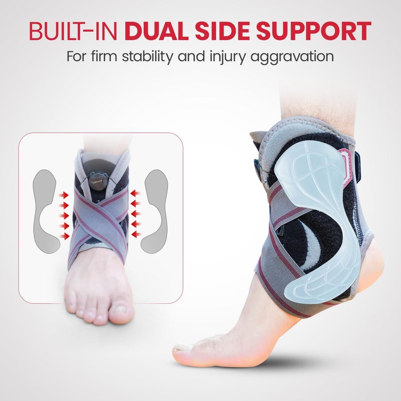 AGEasy Antara Ankle Brace with Adjustable Dial | Adjustable Compression Support for Injury Recovery, Pain Relief & Stability | Ankle Support for Men & Women – Black (L) - Image 5
