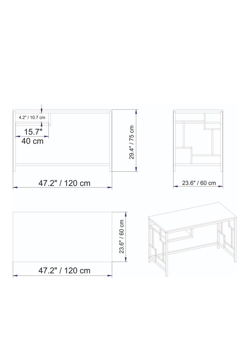 Decorotika Victory Computer Desk with a Metal Frame 120 cm | Work Table - Image 4