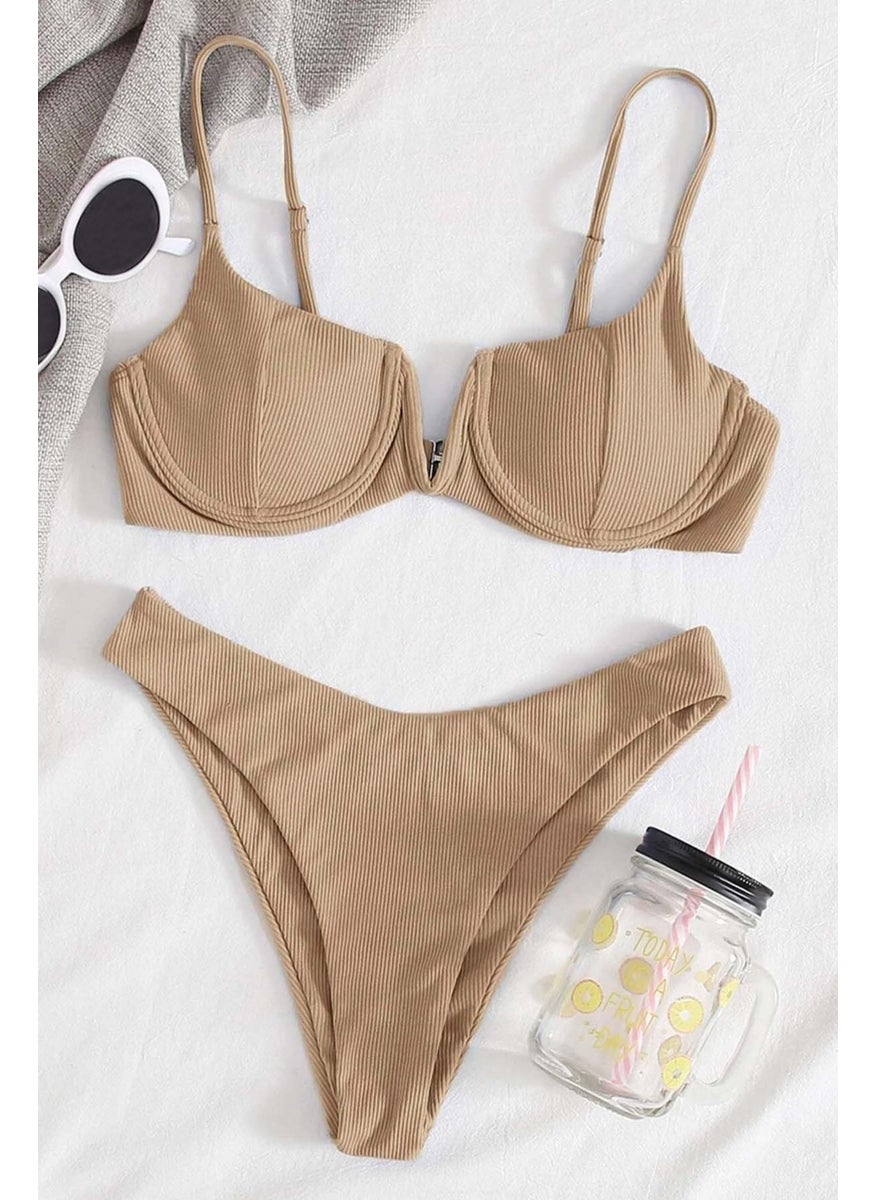Angelsin V Neck Low Cut Bikini Set  - Image 1