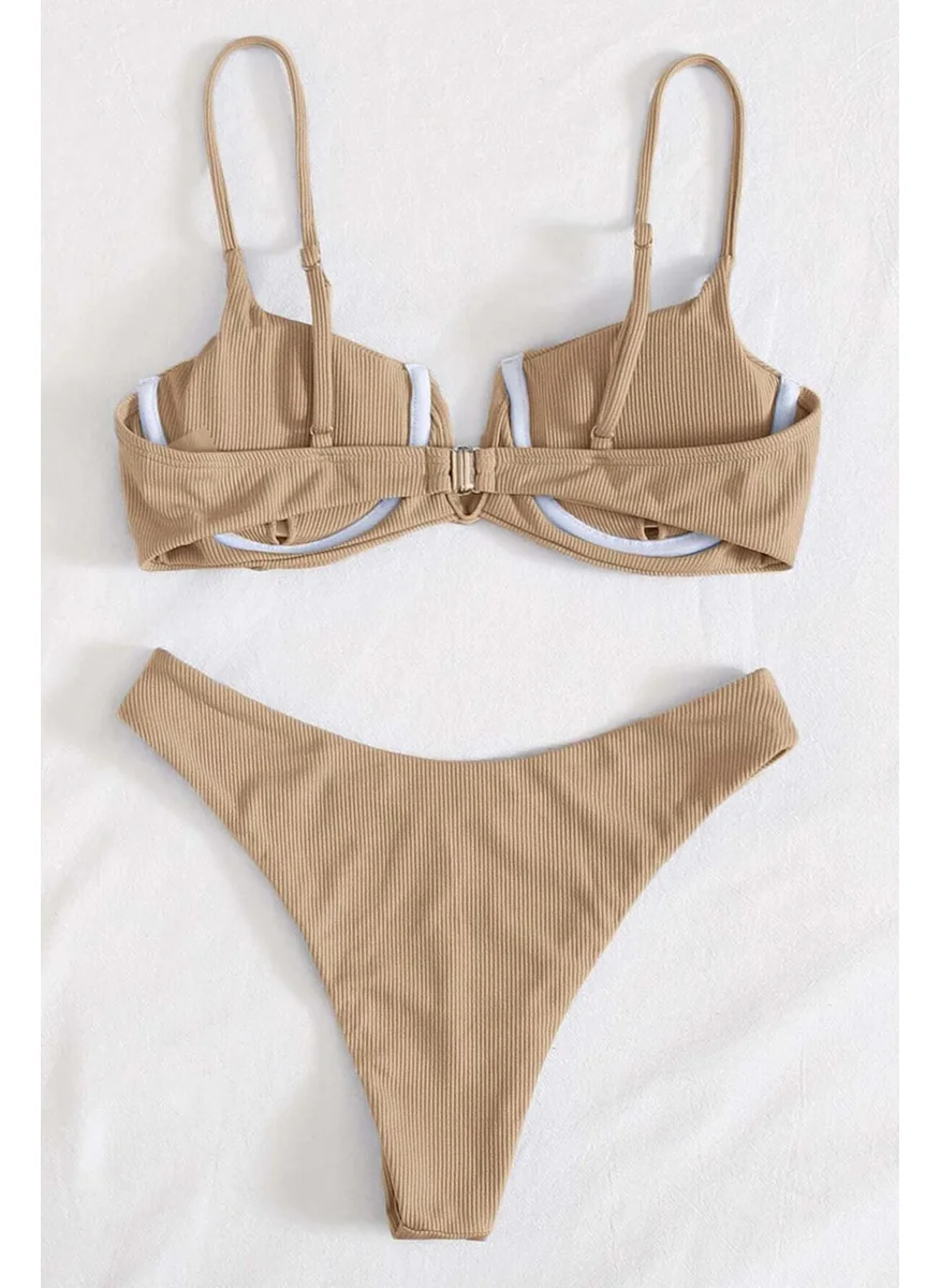 انجلسين V Neck Low Cut Bikini Set