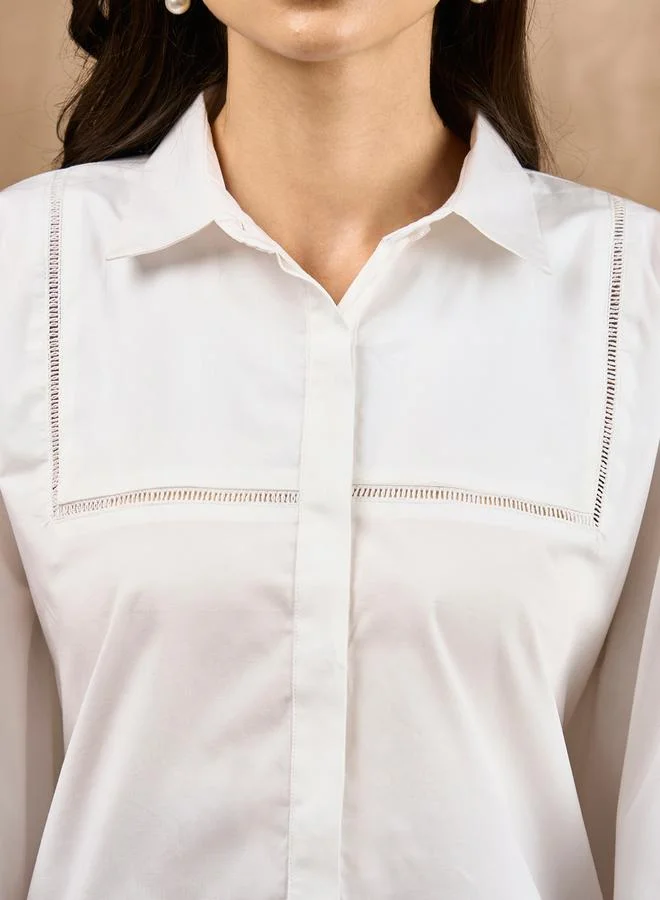 ميش بلوزة كفتان بأكمام قصيرة وتفصيلة دانتيل