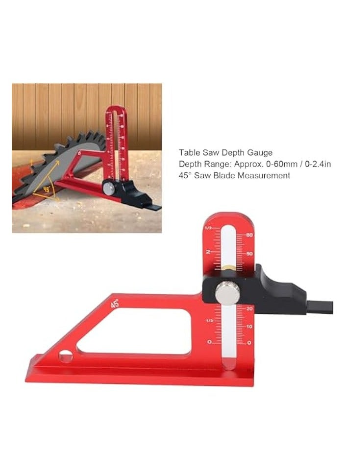 PROMASS Table Saw Height Gauge, Depth Height Measuring Tool Easy Adjustment Inch Scales 0-60mm for Woodworking Projects - Image 3