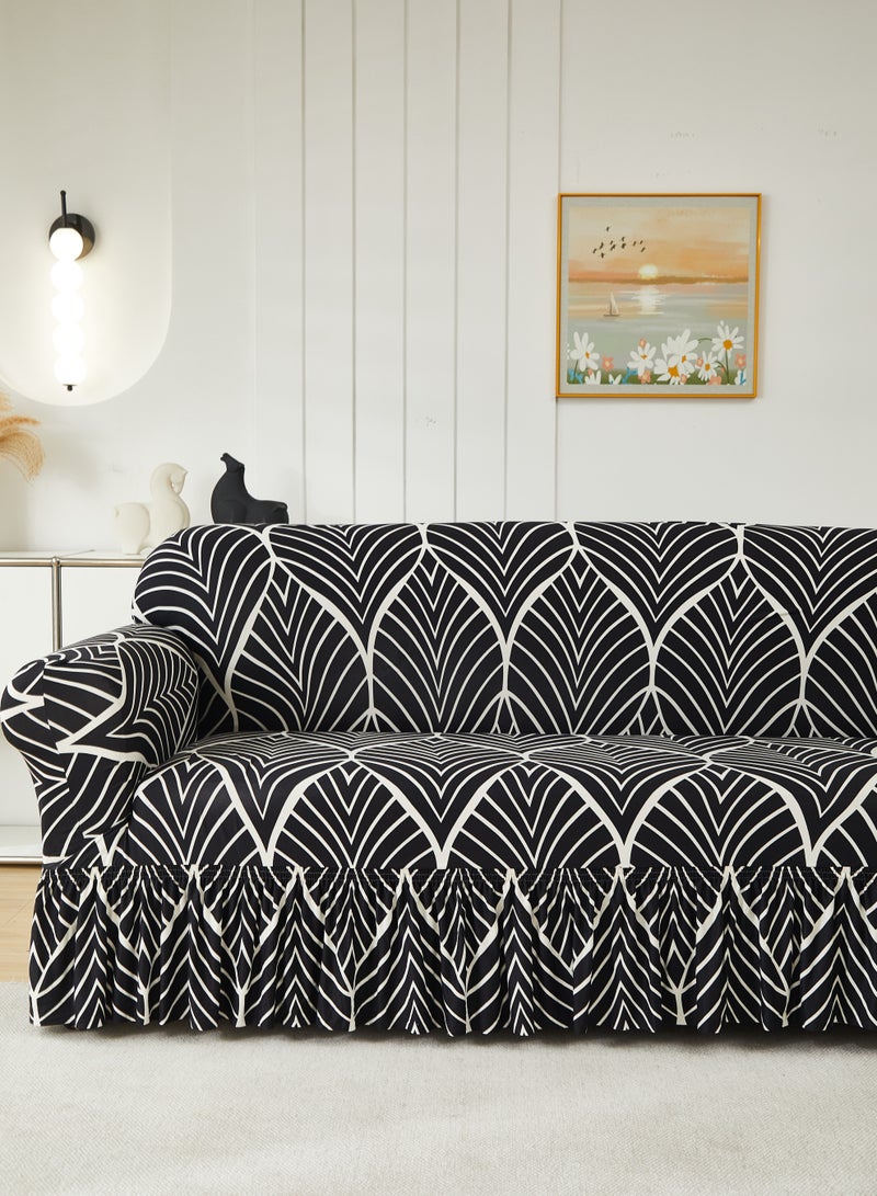 DUNISO Sofa cover, elastic printed sofa protective cover, anti slip furniture cover, anti fouling and wear resistant, skirt design, suitable for all seasons, two seats, 145 to 185cm - Image 2