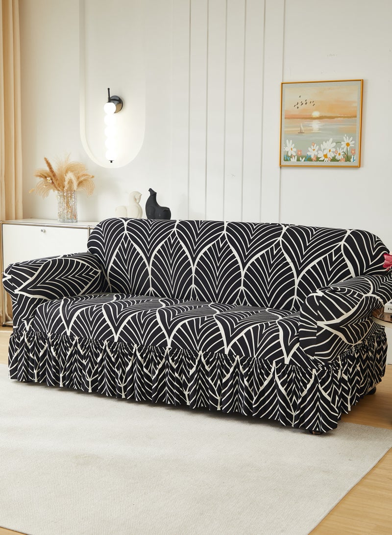 DUNISO Sofa cover, elastic printed sofa protective cover, anti slip furniture cover, anti fouling and wear resistant, skirt design, suitable for all seasons, two seats, 145 to 185cm - Image 3