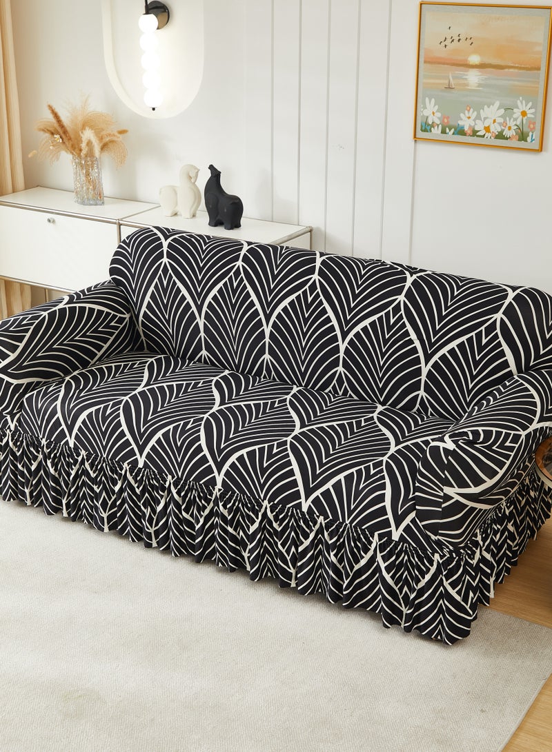 DUNISO Sofa cover, elastic printed sofa protective cover, anti slip furniture cover, anti fouling and wear resistant, skirt design, suitable for all seasons, two seats, 145 to 185cm - Image 4