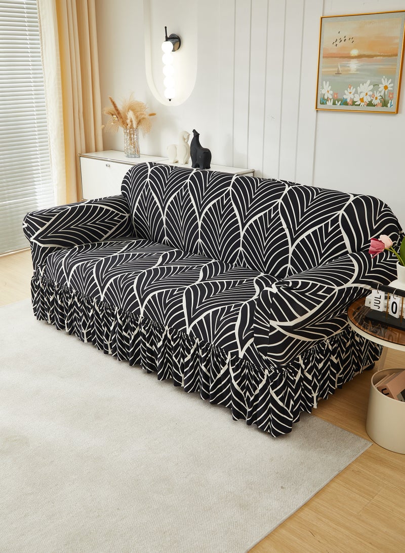 DUNISO Sofa cover, elastic printed sofa protective cover, anti slip furniture cover, anti fouling and wear resistant, skirt design, suitable for all seasons, two seats, 145 to 185cm - Image 5