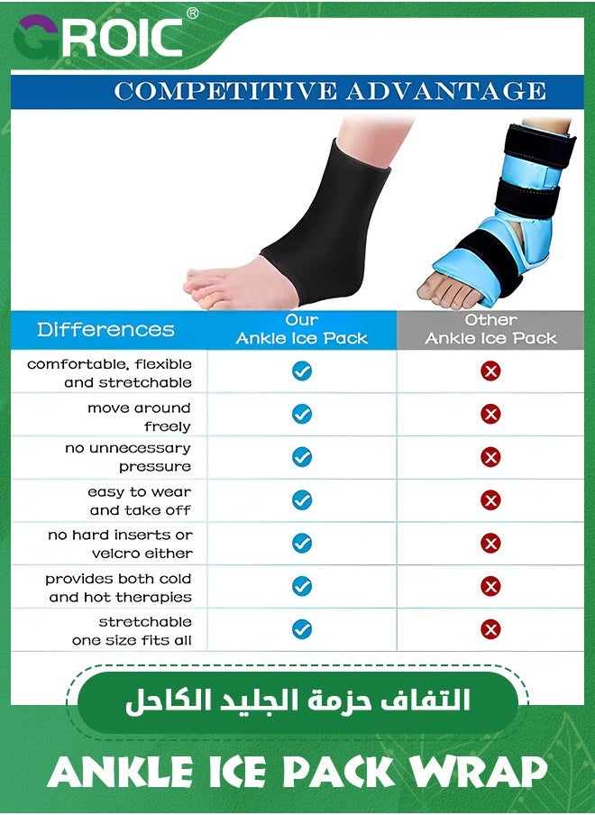 GROIC 1 PC Ankle Ice Pack Wrap, Foot Ice Pack with Reusable Ice & Hot Therapy Solid Gel Ankle Support, Ankle Brace for Pain Relief, Plantar Fasciitis, Sprained Ankles, Achilles Tendonitis Relief - XL  - Image 5