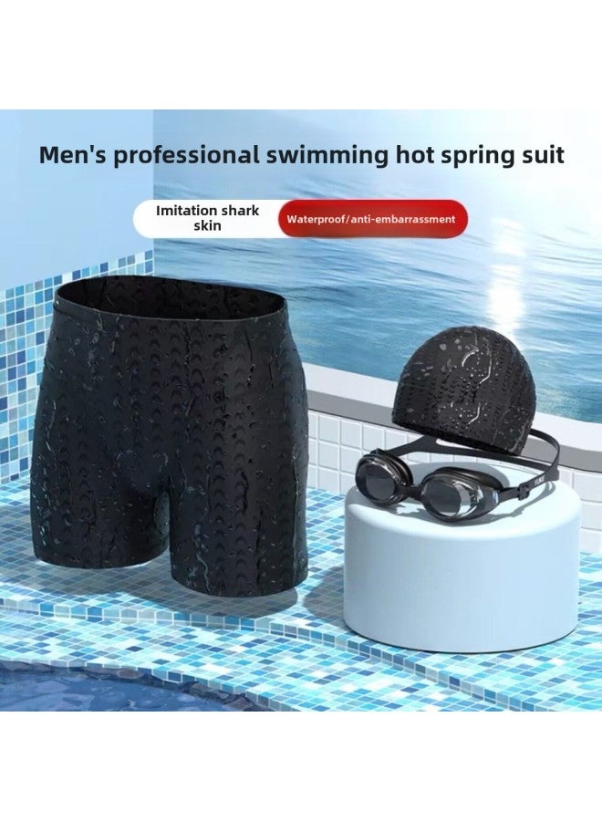Generic Swimming Trunks Swimming Goggles Swimming Cap Three-piece Men's Swimming Equipment Fog-proof Embarrassment-proof Boxer Men's Swimming Trunks Straight Hair-Color:[thick Fabric] Black Swimming Trunks Black Swimming Cap Black Swimming Goggles (three Sets)-Size:2XL Recommended 60.00 Kg-70.00 Kg - Image 2