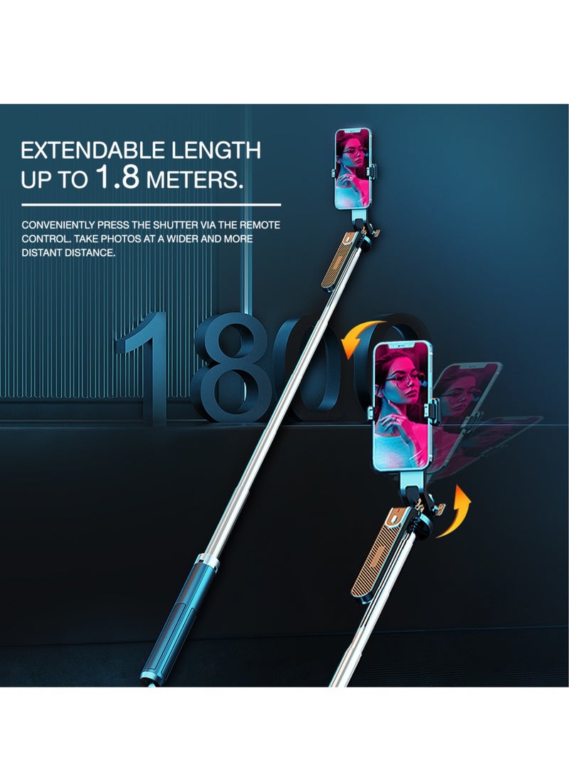 Generic - 1.8M Selfie Stick Tripod, 360° Rotating Mobile Phone Tripod, Meet Various Shooting Meeds - Image 1