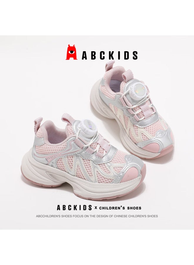 Abc Kids Autumn New Children's Running Shoes Elastic Support Stable Sports Shoes Versatile Fashion Dad Shoes Gray Pink Size 26 - Image 3