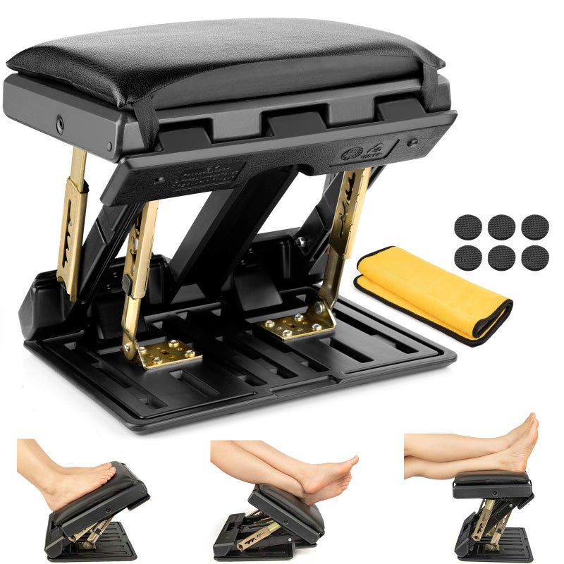 مسند قدم هومسبريت قابل للتعديل مع وسادة قدم ناعمة قابلة للإزالة بحد أقصى 140 رطل مع 4 مستويات من ارتفاع وزاوية التعديل مسند قدم للتدليك تحت المكتب للسفر بالسيارة للأطفال الكتابة المكتب