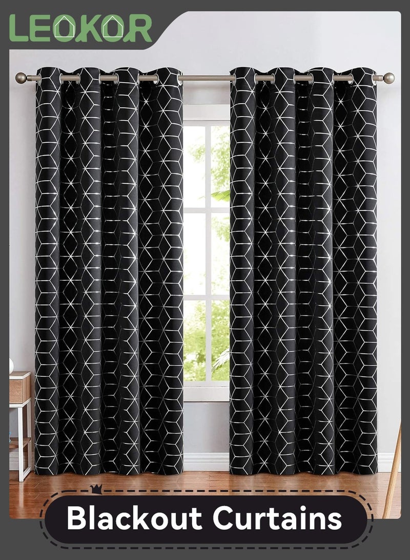 LEOKOR 2 Panels Decorative Diamond Foil Printed Thermal Insulated Privacy Protection Room Darkening Curtains 100*250CM - Image 1