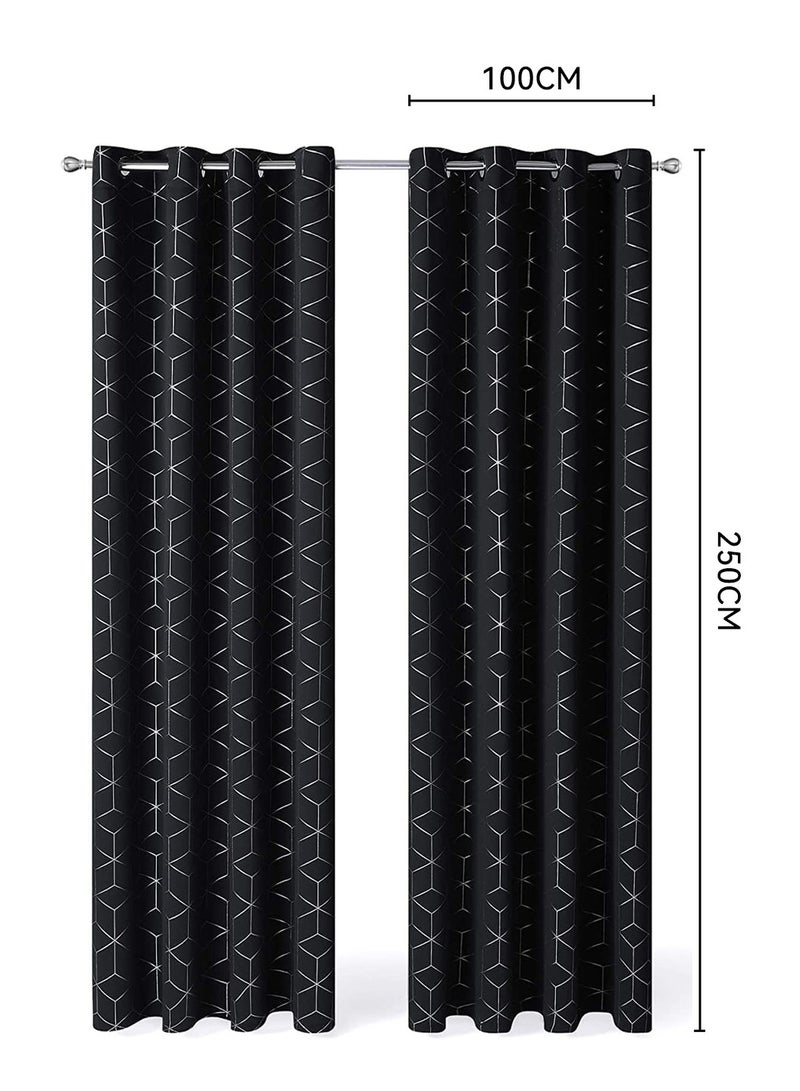 LEOKOR 2 Panels Decorative Diamond Foil Printed Thermal Insulated Privacy Protection Room Darkening Curtains 100*250CM - Image 4