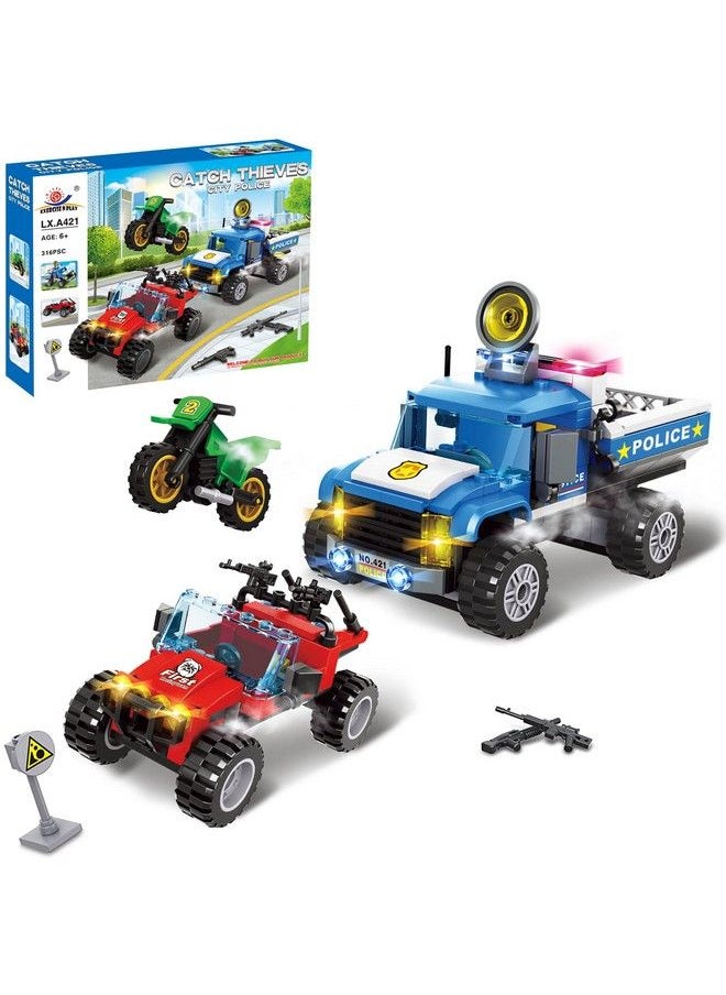 EP EXERCISE N PLAY - 316 Pcs City Police Robber Pursuit Building Blocks Toys With Storage Box Police Truck Armed Atv Motorbike Arms For Kids Boys Girls 6 12 Years - Image 1